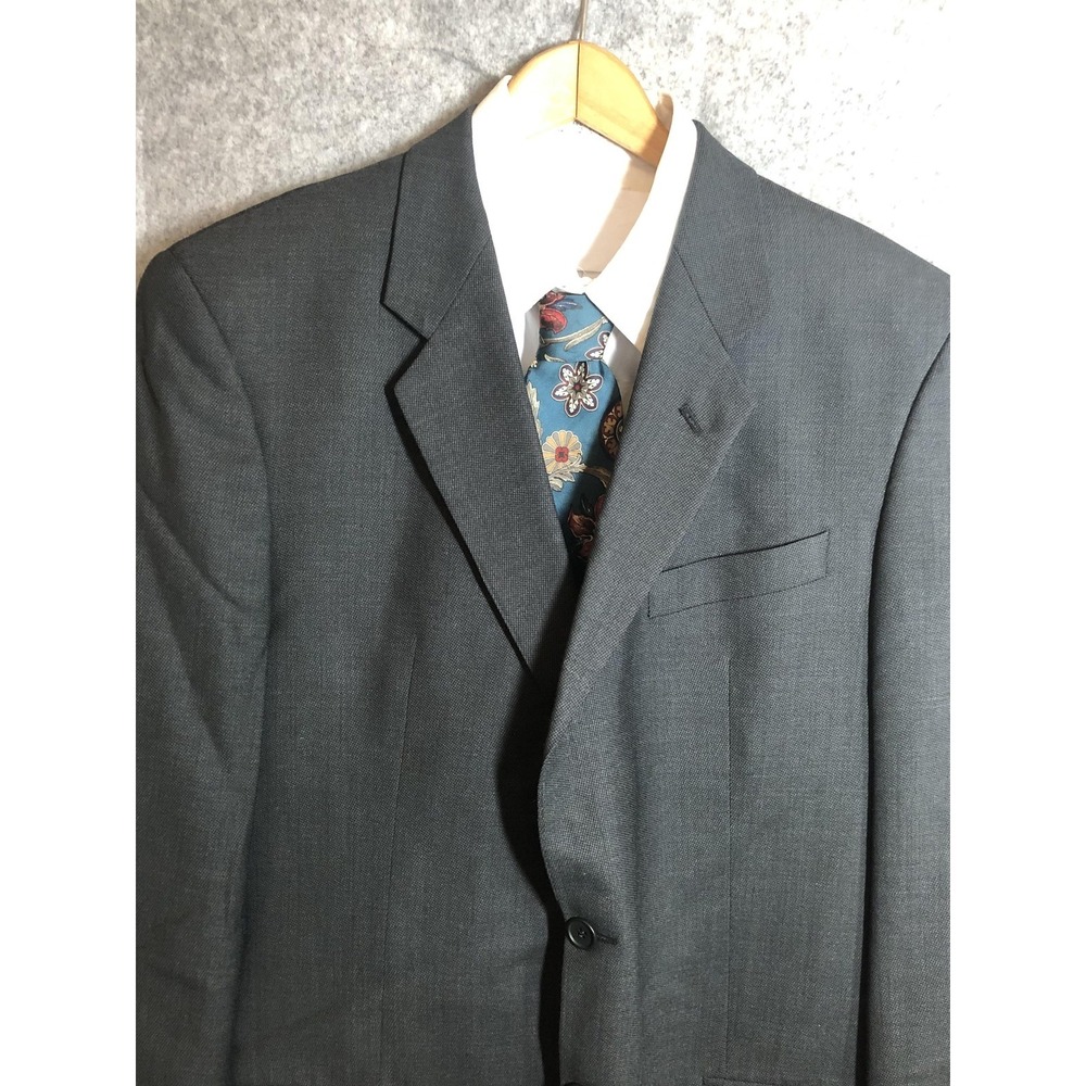 Mani Suit Jacket Mens 42L Gray Wool Solid Two Button Bloomingdales Classic
